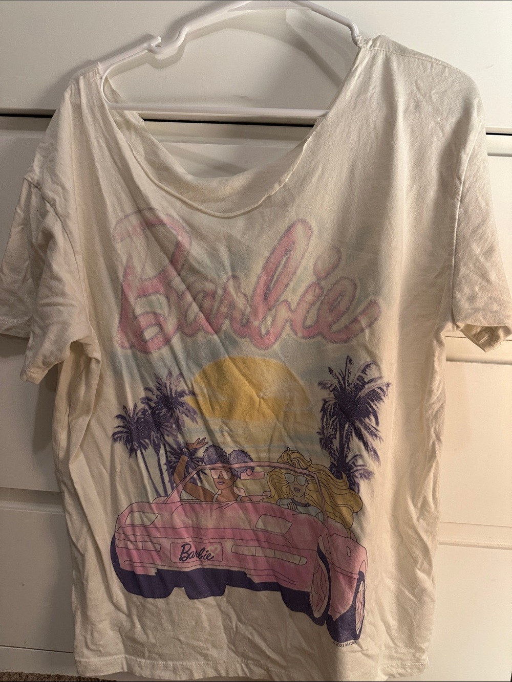 Target Barbie Graphic Tee in Cream with Pink, Yellow and Purple